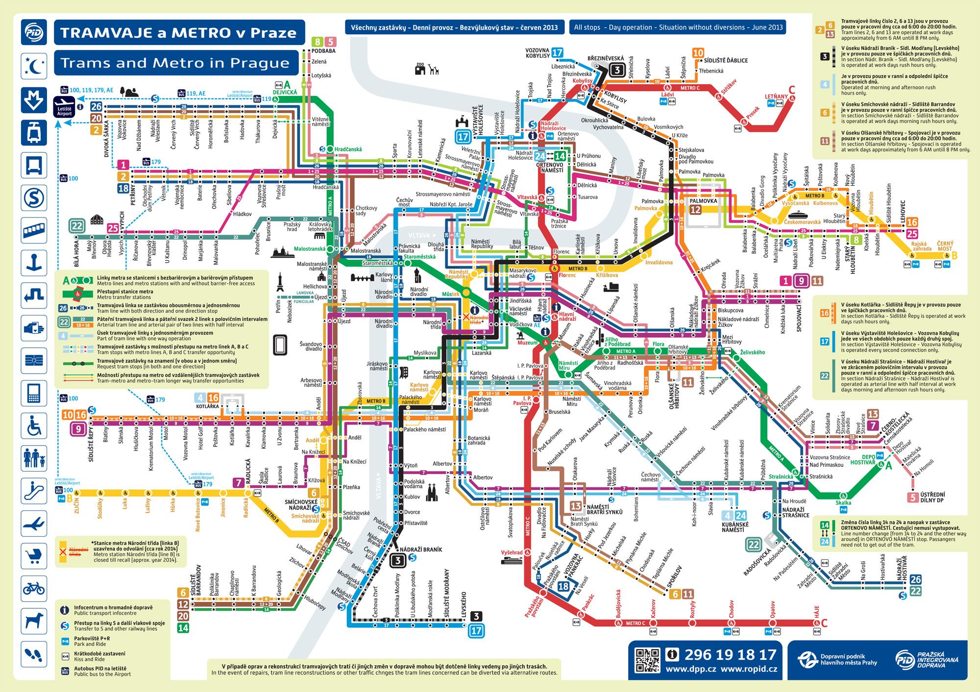 Map english metro prague Prague Tram