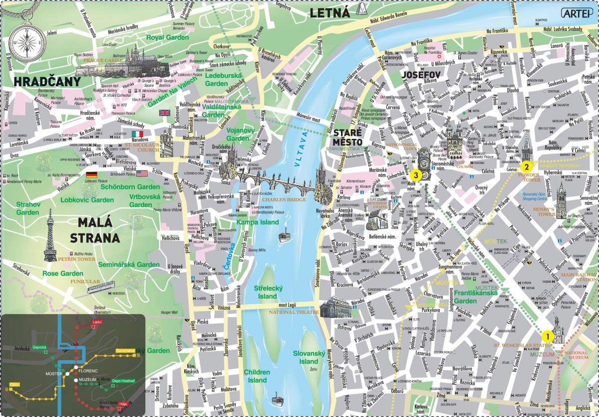 map of prague city centre in english